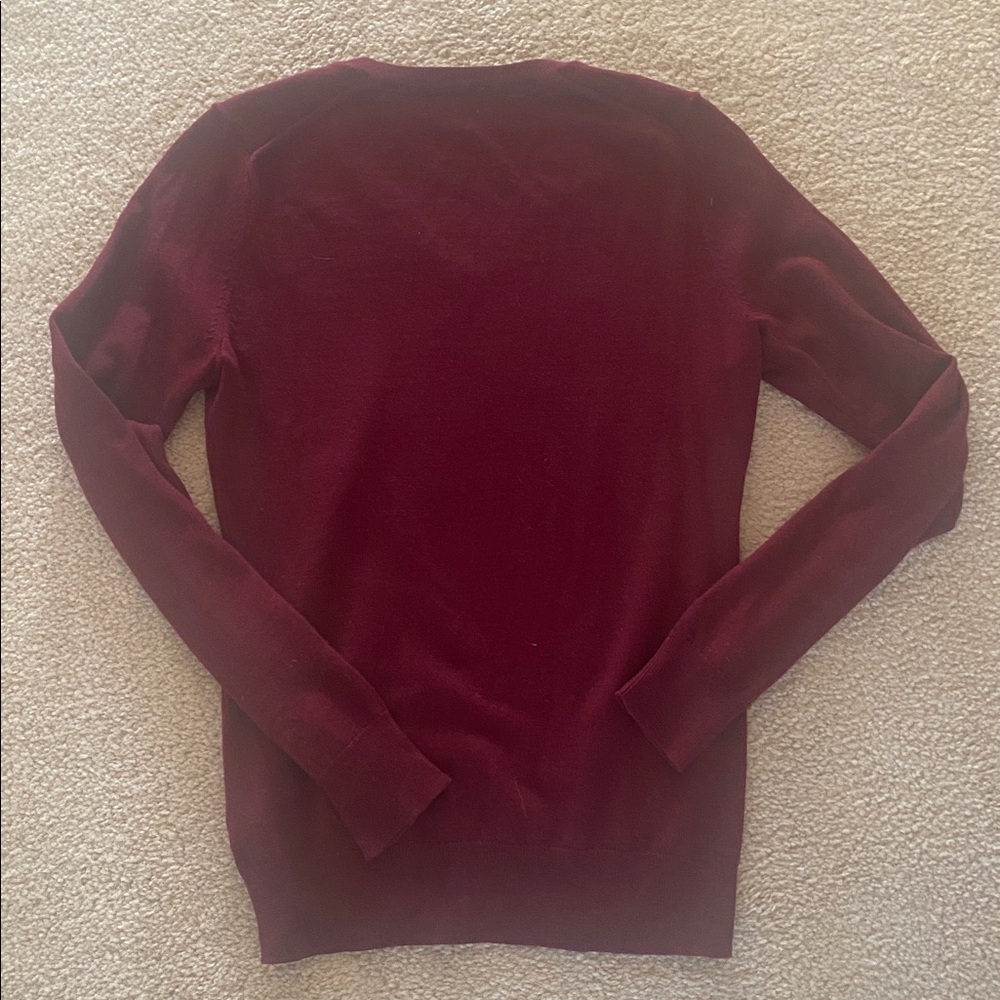 Lord & Taylor burgundy merino wool V-Neck Sweater - Picture 3 of 3